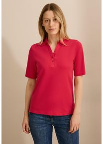 Cecil Damen Poloshirt, rot, casual, Gr. S, unifarben, Web, 100% Baumwolle, Shirts, aus reiner Baumwolle