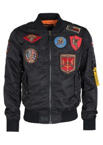 Top Gun Herren Bomberjacke "TG2024001", schwarz, Gr. S, Oberstoff: 100% Nylon / Futter: 100% Polyester / Strick: 100% Polyester / Kragen: 100%