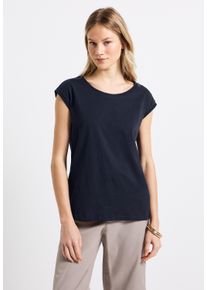 Street One Damen T-Shirt, blau, casual, Gr. 36, unifarben, Web, 100% Baumwolle, Shirts, aus reiner Baumwolle
