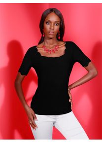 CRÉATION L CREATION L Damen Kurzarmshirt "Shirt", schwarz, Gr. 36, unifarben, 95% Polyester, 5% Elasthan, Shirts