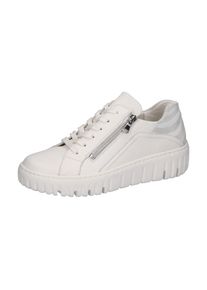 Waldläufer WALDLÄUFER Damen Plateausneaker "H-LIVIA", Gr. 6,5, weiß, Nappaleder, Veloursleder, sportlich, Schuhe, Schnürer, Halbschuh, Freizeitschuh mit