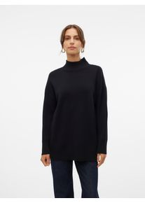 Véro Moda VERO MODA Damen Strickpullover "VMGOLD LS HIGHNECK PULLOVER GA", schwarz, modisch, Gr. S, unifarben, Strick, Obermaterial: 50% Viskose, 28%