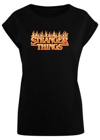 ABSOLUTE CULT Herren T-Shirt "ABSOLUTE CULT Damen Ladies Stranger Things - Fire Logo T-Shirt", schwarz, casual, Gr. XS, bedruckt, 100% Baumwolle,