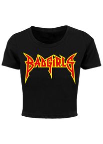 MISS TEE Herren Kurzarmshirt "Miss Tee Damen Badgirls Cropped Tee", schwarz, casual, Gr. M, bedruckt, 100% Baumwolle, Shirts