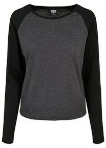 Urban Classics Damen Langarmshirt "Urban Classics Damen Ladies Contrast Raglan Longsleeve", grau, casual, Gr. XS, unifarben, 60% Baumwolle, 40%