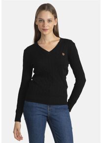 Damen Strickpullover "Frenze", schwarz, casual, Gr. L, SIR RAYMOND TAILOR, unifarben, 100% Baumwolle, Pullover, mit klassischem V-Ausschnitt