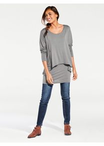 Heine Damen Rundhalsshirt "Rundhals-Shirt", grau, Gr. 38, unifarben, 62% Polyester, 33% Viskose, 5% Elasthan, Shirts