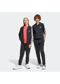 Kinder Trainingsanzug "J 3S FT TS 220", schwarz-weiß, sportlich, Gr. 128, adidas Sportswear, Obermaterial: 52% Baumwolle, 48% Polyester, Sportanzüge