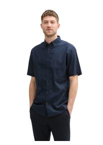 Tom Tailor Herren Kurzarmhemd, blau, casual, Gr. XXL, gepunktet, Web, Obermaterial: 55% Leinen, 45% Baumwolle, Hemden, aus sommerlichem Leinen-Mix