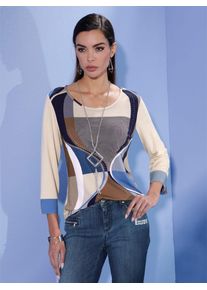 CRÉATION L CREATION L Damen 3/4-Arm-Shirt "Shirt", blau, Gr. 36, gemustert, unifarben, 95% Viskose, 5% Elasthan, Shirts