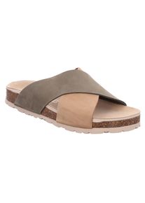 Rohde Damen Pantolette "ELBA", Gr. 36, grün, Nubukleder, casual, Schuhe, Sommerschuh, Schlappen, Strandschuh, Hausschuh mit Softfußbett