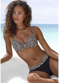 Lascana Damen Bügel-Bikini-Top "Cleo", beige, Gr. 38, bedruckt, Recycling-Polyamid, Bikini-Oberteile, mit geometrischem Druck