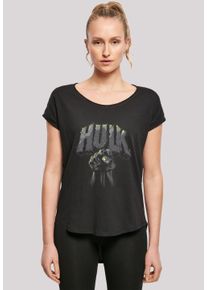 F4NT4STIC Damen T-Shirt "Long Cut T-Shirt 'Marvel Hulk Punch Logo'", schwarz, casual, Gr. S, Obermaterial: 100% Baumwolle, Shirts, Damen,Premium