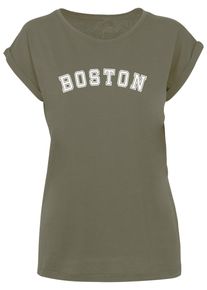 Merchcode Herren T-Shirt "Merchcode Damen Ladies Boston X Extended Shoulder Tee", grün, casual, Gr. XL, bedruckt, 100% Baumwolle, Shirts
