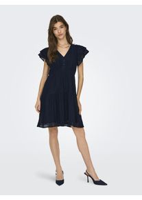 Only Damen Minikleid "ONLHELENA LACE CAPSL DRESS WVN NOOS", blau, modisch, Gr. XL, unifarben, Jersey, Obermaterial: 100% Baumwolle, Kleider