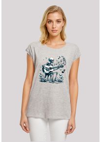 F4NT4STIC Damen T-Shirt "Skelett spielt Gitarre, Musik, Liebe", grau, casual, Gr. XXXL, Obermaterial: 100% Baumwolle, Shirts, Premium Qualität