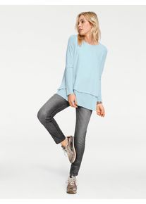 Heine Damen Rundhalsshirt "Rundhals-Shirt", blau, Gr. 38, unifarben, 100% Polyester, Innenseite:5% Elasthan, 95% Viskose, Shirts