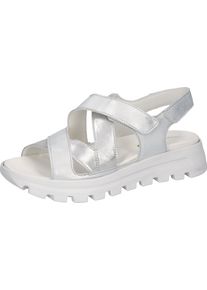 Waldläufer WALDLÄUFER Damen Plateausandale "H-NELE", Gr. 6, silber, Nappaleder, metallic, casual, Schuhe, Sommerschuh, Sandalette, Bequemschuh in Komfortweite H