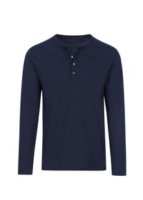 TRIGEMA Herren Longsleeve "TRIGEMA Langarmshirt mit Knopfleiste", blau, casual, Gr. L, 100% Baumwolle, Shirts