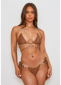 MODA MINX Damen Triangel-Bikini-Top "Lumiere Seychelles", braun, Gr. L, unifarben, 85% Polyester, 8% Elasthan, 7% Metall, Bikini-Oberteile, mit