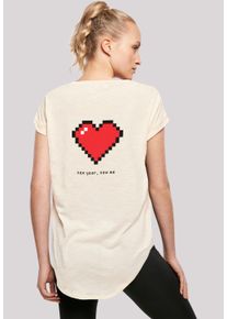 F4NT4STIC Damen T-Shirt "Pixel Herz Happy New Year Silvester", beige, casual, Gr. XXL, Obermaterial: 100% Baumwolle, Shirts, Print