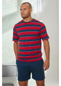 H.I.S. H.I.S Herren Pyjama, Gr. 44, bunt, Jersey, Obermaterial: 100% Baumwolle, gestreift, Basic, Homewear-Sets, Schlafanzug mit aufwendig gestreiftem