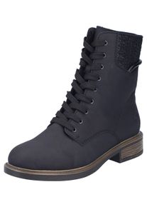 Rieker Damen Winterstiefelette, Gr. 43, schwarz, Lederimitat, unifarben, klassisch, Schuhe, Schnürboots, Schnürstiefelette, Blockabsatz, mit