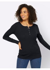 Heine Damen Langarmshirt "Shirt", schwarz, Gr. 46, unifarben, 95% Baumwolle, 5% Elasthan, Shirts