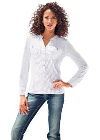 Heine Damen Blusenshirt "Blusenshirt", weiß, Gr. 34, gemustert, gepunktet, 95% Viskose, 5% Elasthan, Shirts