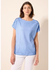 Cecil Damen T-Shirt, blau, casual, Gr. L, unifarben, Web, 100% Baumwolle, Shirts, aus reiner Baumwolle