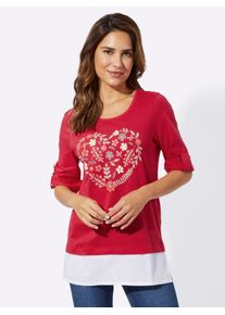 Classic Basics Damen 2-in-1-Shirt "2-in-1-Shirt", rot, Gr. 46, gemustert, bedruckt, mehrfarbig, 100% Baumwolle, Einsatz:100% Baumwolle, Shirts