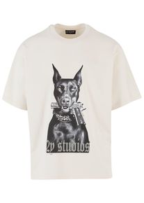 2Y STUDIOS Herren T-Shirt "2Y Studios Herren Doberman Oversize Tee", weiß, casual, Gr. XL, bedruckt, 100% Baumwolle, Shirts