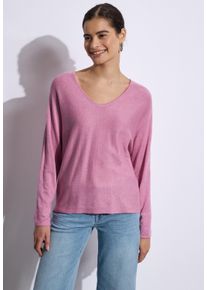 Damen Strickpulloverintense rose meliert, casual, Gr. 36, STREET ONE STUDIO, unifarben, Stoff, 60% Viskose, 40% Baumwolle, Pullover, aus softem