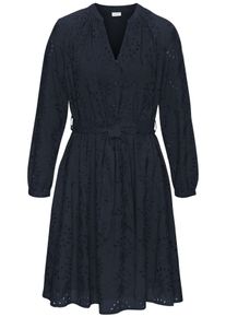 Lascana Damen Blusenkleid, blau, modisch, Gr. 44, unifarben, bestickt, Web, Obermaterial: 100% Baumwolle. Futter: 100% Baumwolle, Kleider, und