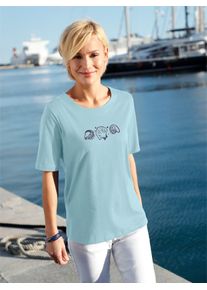 Casual Looks Damen Kurzarmshirt "Shirt", blau, Gr. 50, unifarben, bedruckt, gemustert, 100% Baumwolle, Shirts