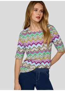 Rabe Damen Rundhalsshirt, braun, casual, Gr. 48, gemustert, bedruckt, Web, Obermaterial: 92% Viskose, 8% Elasthan, Shirts, mit grafischem Muster