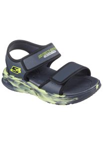 Skechers Kinder Sandale "SOLA GLOW SANDAL", Gr. 28dunkelgrau, schwarz, hellgelb, Lederimitat, kontrastfarbene Details, casual, Schuhe, Sandale mit