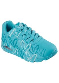 Skechers Damen Wedgesneaker "UNO-SPREAD THE LOVE", Gr. 35, blau, Lederimitat, kontrastfarbene Details, sportlich, Schuhe, Freizeitschuh, Halbschuh,