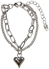 Urban Classics Armband "Urban Classics Unisex Heart Icon Layering Bracelet", S/M, Eisen, silber, Eisen, Armbänder