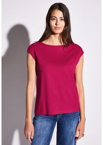 Street One Damen T-Shirt, lila, casual, Gr. 40, unifarben, Web, Stoff, 50% Baumwolle, 50% Modal, Shirts, mit U-Boot-Ausschnitt