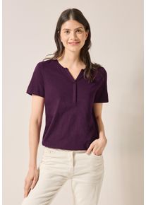 Cecil Damen T-Shirt, lila, casual, Gr. M, unifarben, Web, 100% Baumwolle, Shirts, aus reiner Baumwolle