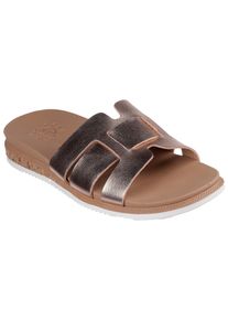 Skechers Damen Pantolette "DESERT KISS LOW-PEAK LOOK", Gr. 39, rosa, Lederimitat, metallic, modisch, Schuhe, Flats, Sandale mit Fußbett