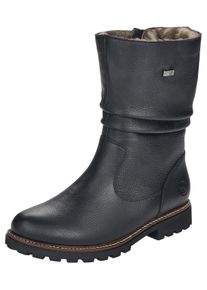 Remonte Damen Winterstiefel, Gr. 39, schwarz, Leder, unifarben, sportlich, Schuhe, Blockabsatz, Winterboots mit Falten am slouchy Schaft, schmale Form