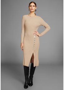 HECHTER PARIS Damen Strickkleid, beige, feminin, Gr. 36, gestreift, Rippstrick, Obermaterial: 50% Viskose, 28% Polyester, 22% Polyamid, Kleider, mit