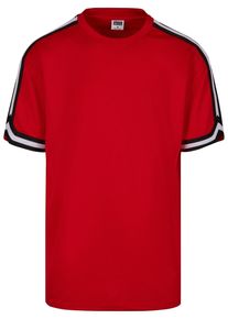 Urban Classics Herren T-Shirt "Urban Classics Herren Oversized Stripes Mesh Tee", rot, casual, Gr. XXL, gestreift, 100% Polyester, Shirts