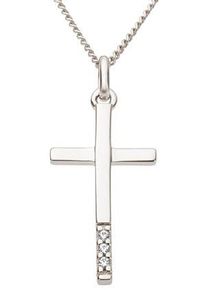 Firetti Damen Kreuz-Anhänger "Schmuck Geschenk Gold 333 Halsschmuck Anhänger für Halskette Kreuz", 0,015 ct P2 = erkennbare Einschlüsse, Weißgold