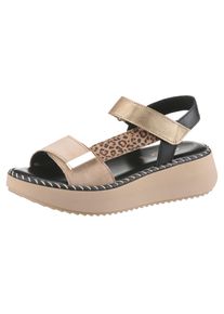 Gabor Damen Sandalette, Gr. 40, beige, Ziegenveloursleder, Leder, modisch, Schuhe, Plateau, Keil, Riemchensandale mit Best Fitting-Ausstattung