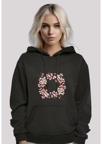 F4NT4STIC Damen Kapuzenpullover "Rosa Frühlings Blumenkranz Dekor", schwarz, casual, Gr. S, Obermaterial: 65% Baumwolle, 35% Polyester, Pullover,