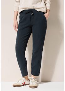 Cecil Damen Stoffhose, blau, casual, Gr. XXL, unifarben, Web, 100% Baumwolle, Hosen, Elastikbund mit Tunnelzug