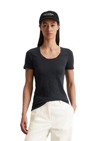 Marc O'Polo MARC O'POLO Damen T-Shirt "mit getwistetem Ausschnitt", blau, Basic, Gr. M, unifarben, Obermaterial: 100% Baumwolle, Shirts